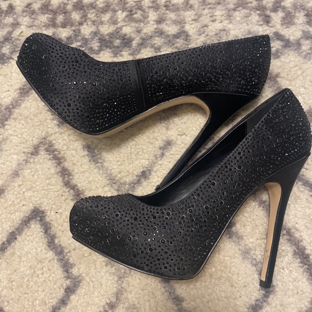 Women’s Aldo Black Satin Sparkle Platforms